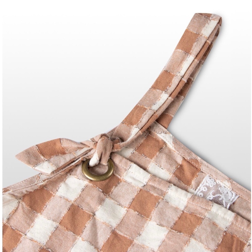 Sadie & Sage Brown and Cream Gingham Jumpsuit with Wide Leg NWT - Picture 6 of 10